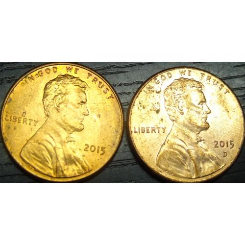 1 цент 2015 США (два різновиди)