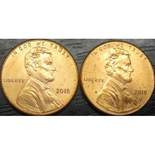 1 цент 2018 США (два різновиди)