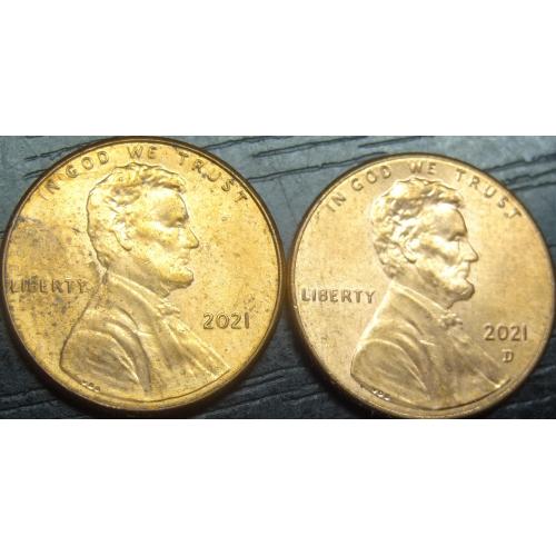 1 цент 2021 США (два різновиди)