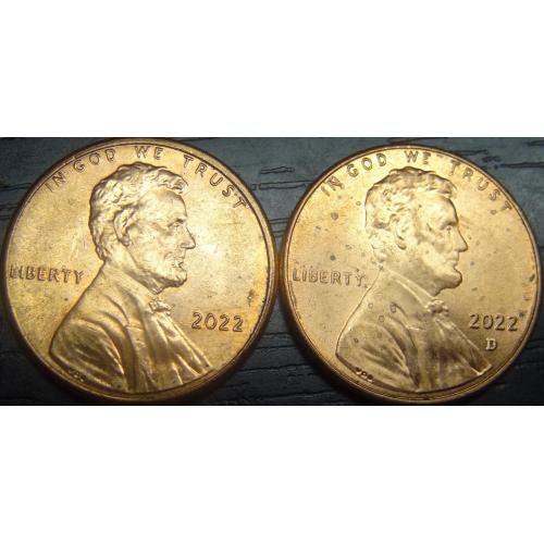 1 цент 2022 США (два різновиди)