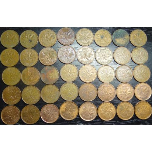 1 цент Канада (порічниця), 40шт, всі різні