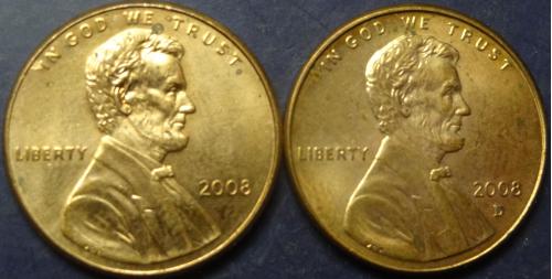 1 цент США 2008 (два різновиди)