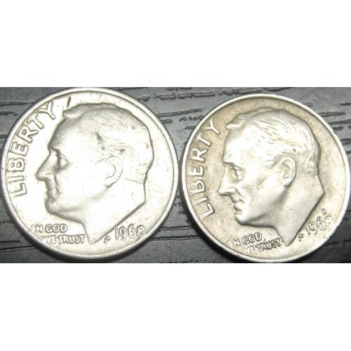 1 дайм 1968 США (два різновиди)