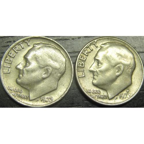 1 дайм 1972 США (два різновиди)