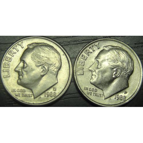 1 дайм 1988 США (два різновиди)