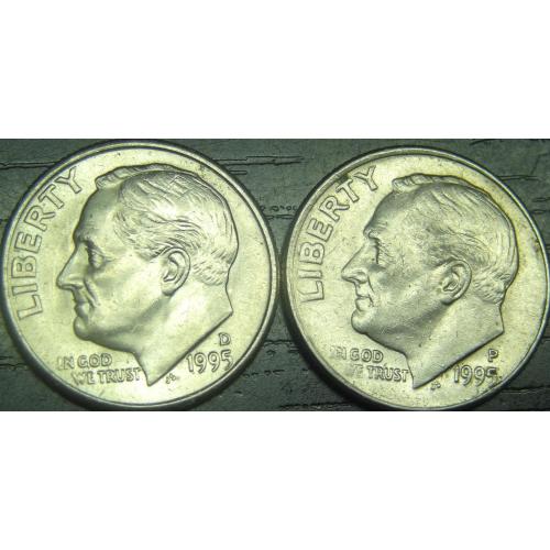 1 дайм 1995 США (два різновиди)