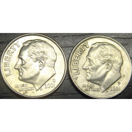 1 дайм 2001 США (два різновиди)
