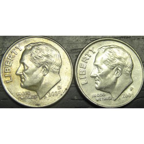 1 дайм 2005 США (два різновиди)