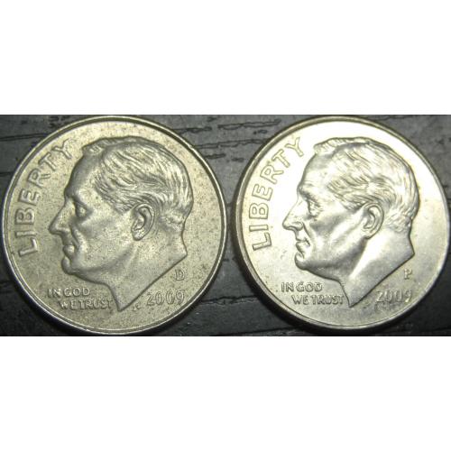 1 дайм 2009 США (два різновиди)