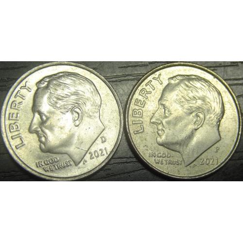 1 дайм 2021 США (два різновиди)