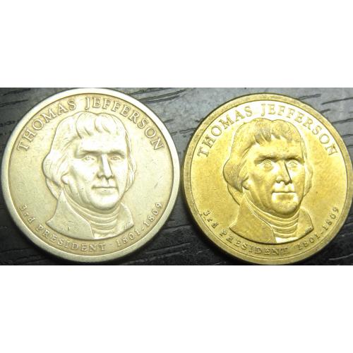 1 долар 2007 США Томас Джефферсон (два різновиди)