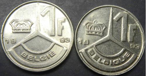 1 франк 1993 Бельгія (два різновиди)