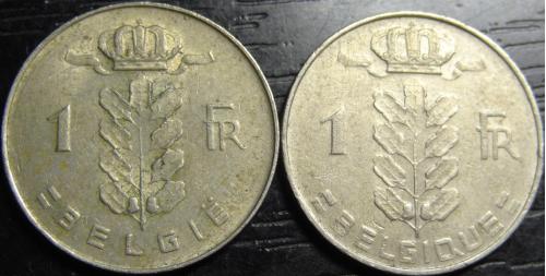 1 франк Бельгія 1974 (два різновиди)