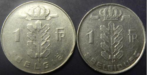 1 франк Бельгія 1978 (два різновиди)
