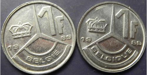 1 франк Бельгія 1989 (два різновиди)