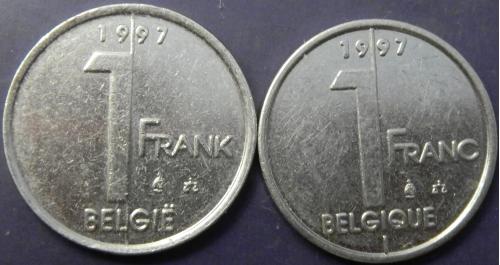 1 франк Бельгія 1997 (два різновиди)