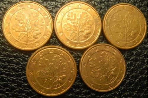 1 євроцент 2009 Німеччина (всі монетні двори)