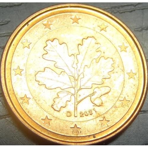 1 євроцент 2021 D Німеччина