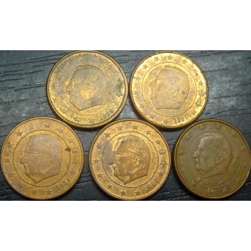 1 євроцент Бельгія (порічниця) 5шт, всі різні