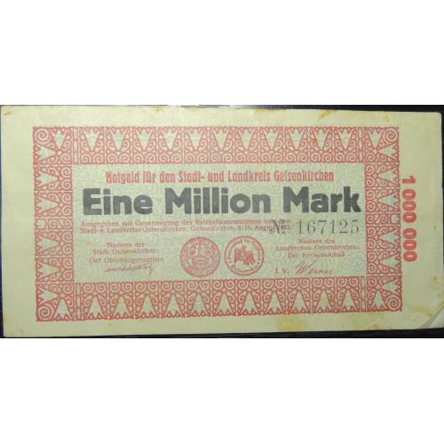 1 мільйон марок 1923 Німеччина, Гельзенкірхен