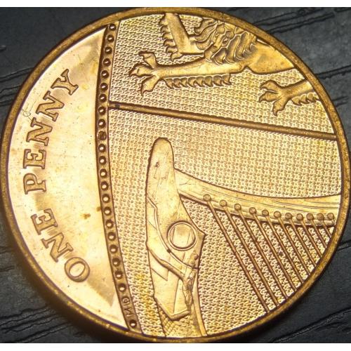 1 пенні 2008 Британія (новий дизайн) щит