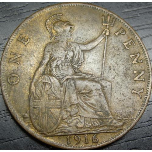 1 пенні Британія 1916