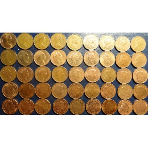 1 пенні Британія (порічниця) 45шт, всі різні