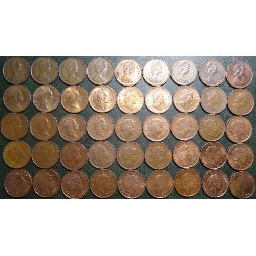 1 пенні Британія (порічниця) 45шт, всі різні