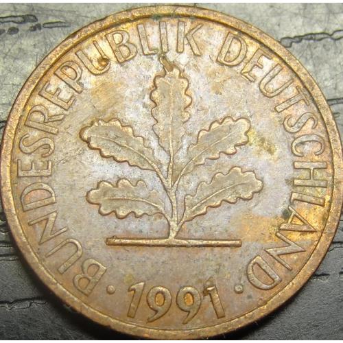 1 пфеніг 1991 J Німеччини
