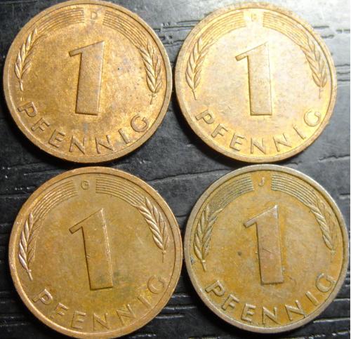 1 пфеніг 1990 ФРН (всі монетні двори)