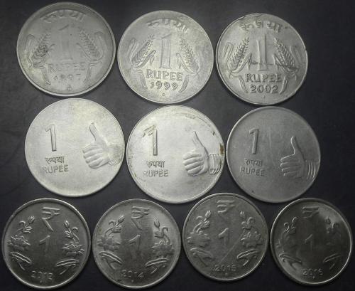 1 рупія Індія (порічниця) 10шт, всі різні