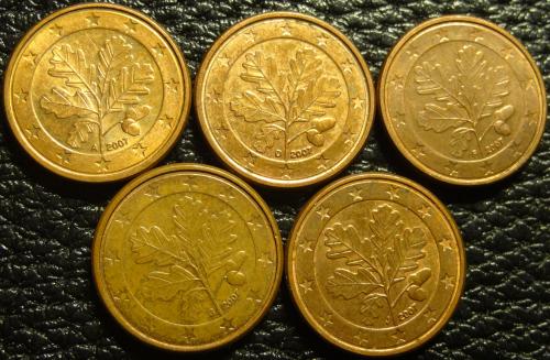 1 євроцент 2007 Німеччини (всі монетні двори)