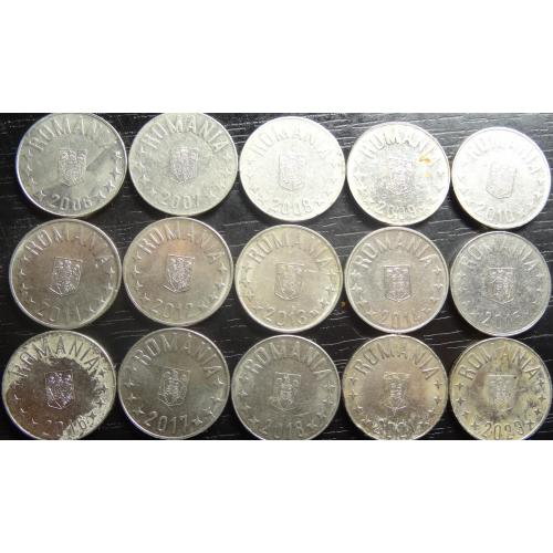 10 бані Румунія (порічниця) 15шт, всі різні