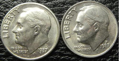 10 центів 1987 США (два різновиди)