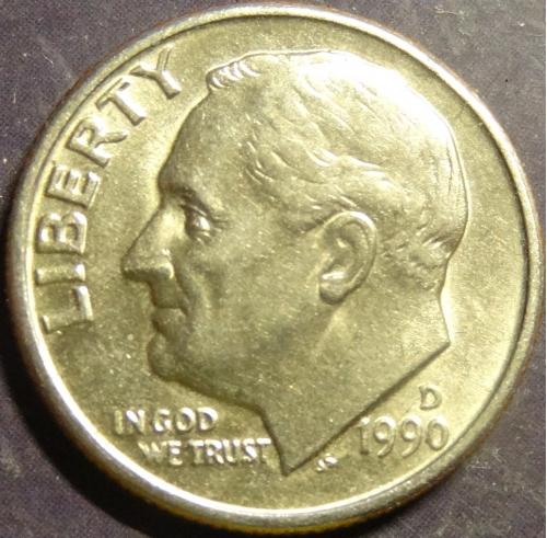 10 центів 1990 D США