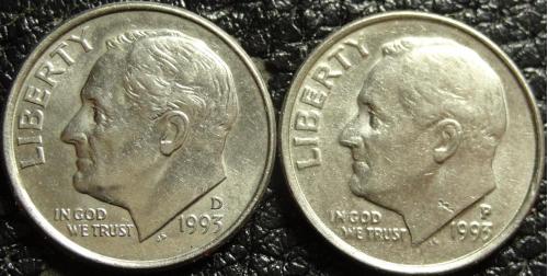 10 центів 1993 США (два різновиди)