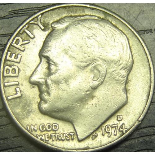 1 дайм 1974 D США