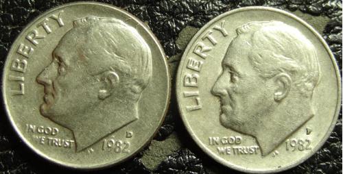 10 центів 1982 США (два різновиди)
