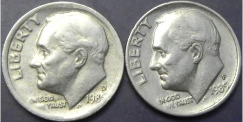 10 центів 1985 США (два різновиди)