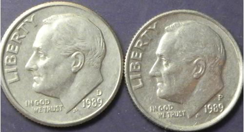 10 центів 1989 США (два різновиди)