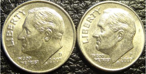 10 центів 2007 США (два різновиди)