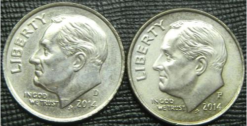 10 центів 2014 США (два різновиди)
