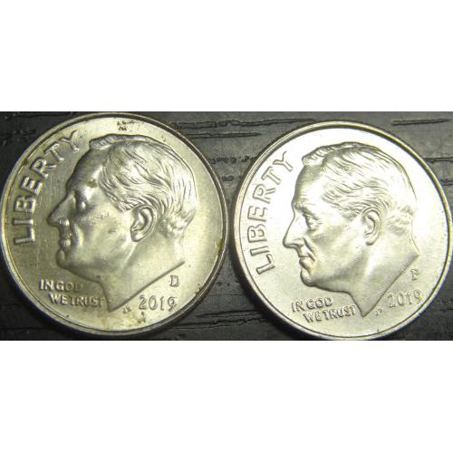 1 дайм 2019 США (два різновиди)