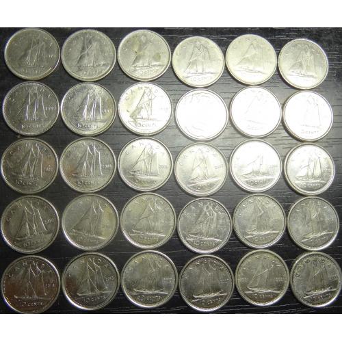 10 центів Канада (порічниця), 30шт, всі різні