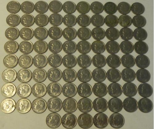 10 центів США (порічниця з 1965), 85шт, всі різні
