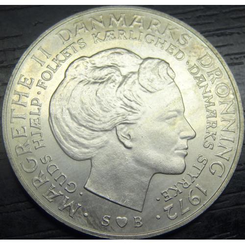 10 крон Данія 1972 Коронація Маргрете II, срібло