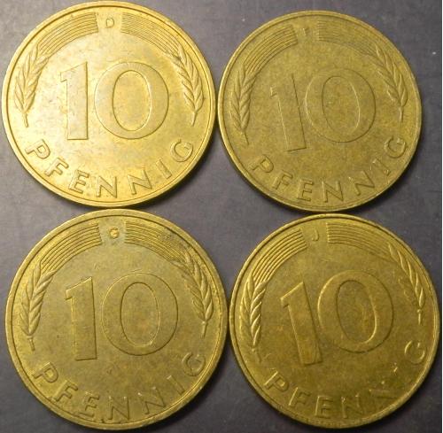 10 пфенігів 1989 ФРН (всі монетні двори)