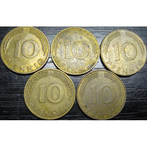 10 пфенінгів 1991 ФРН (всі монетні двори)