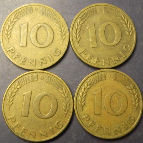 10 пфенігів 1950 ФРН (всі монетні двори)
