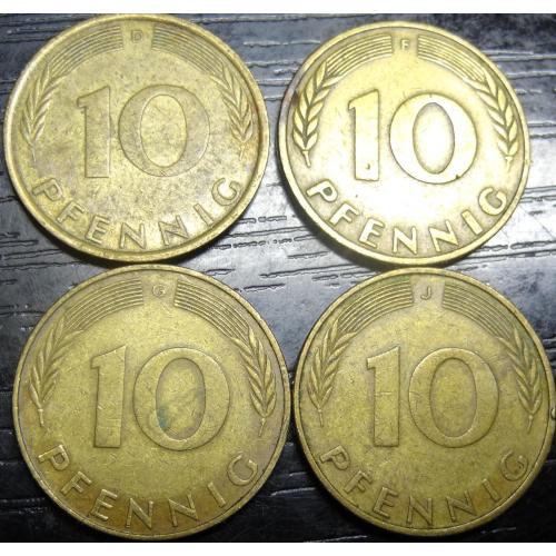 10 пфенігів 1972 ФРН (всі монетні двори)